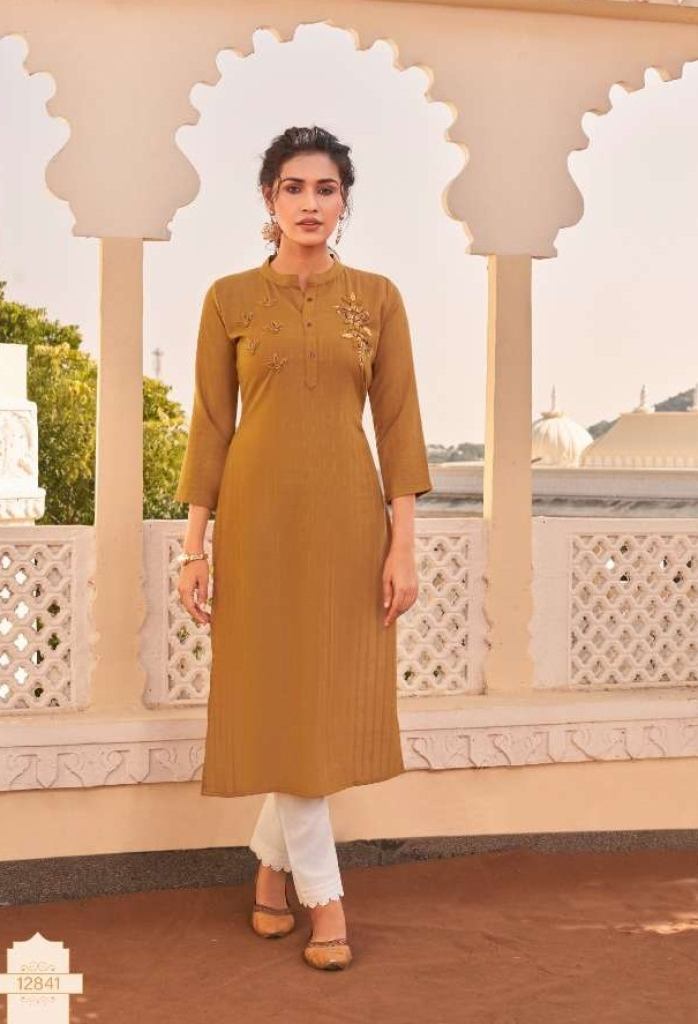 Kalaroop Walnut Fancy Weaving Fabrics Kurtis Catalog