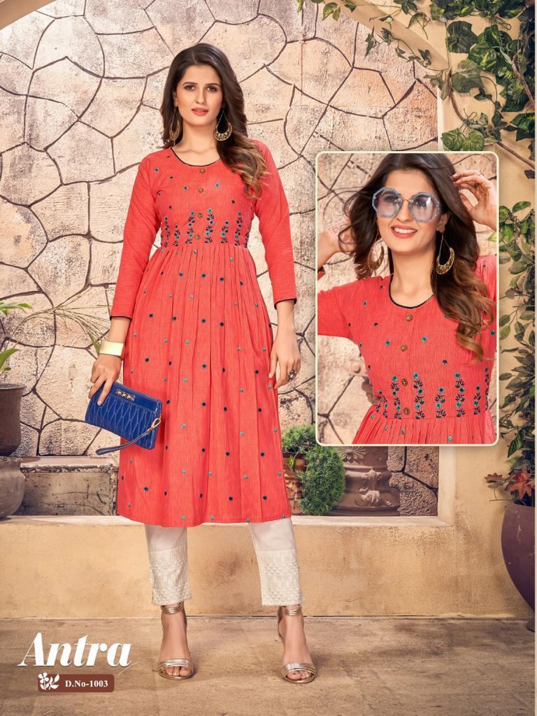 Kanasu Antra  Rayon Embroidery Exclusive Designer Kurti