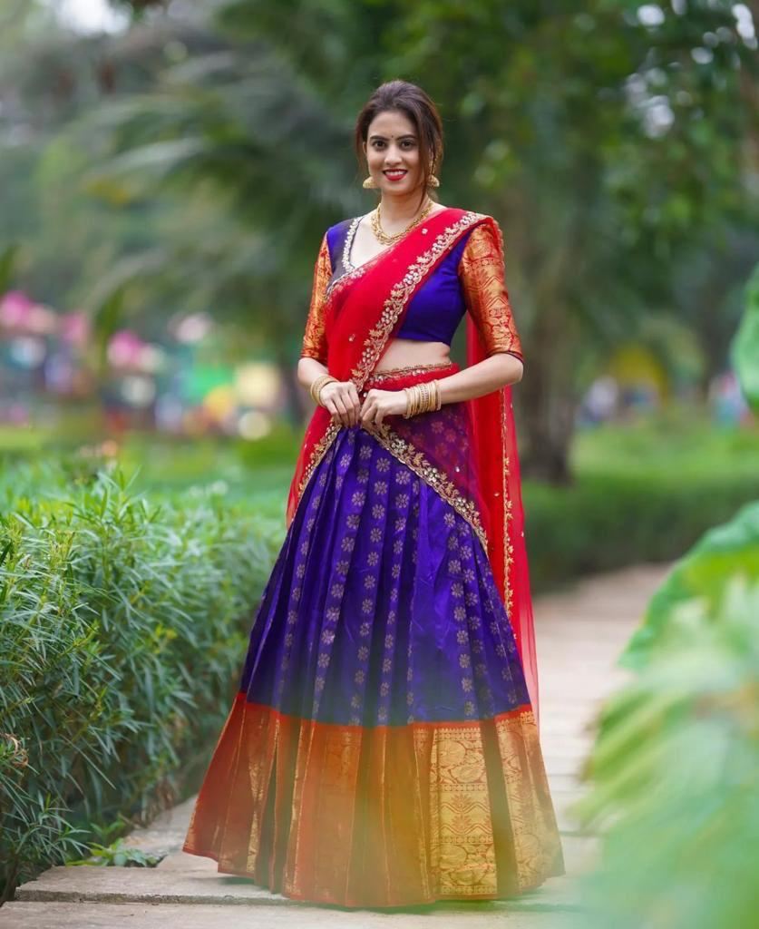 Kanjiveram Silk Zari Lehanga Buy Royal Blue Color Kanjivaram Silk lehenga Choli collection