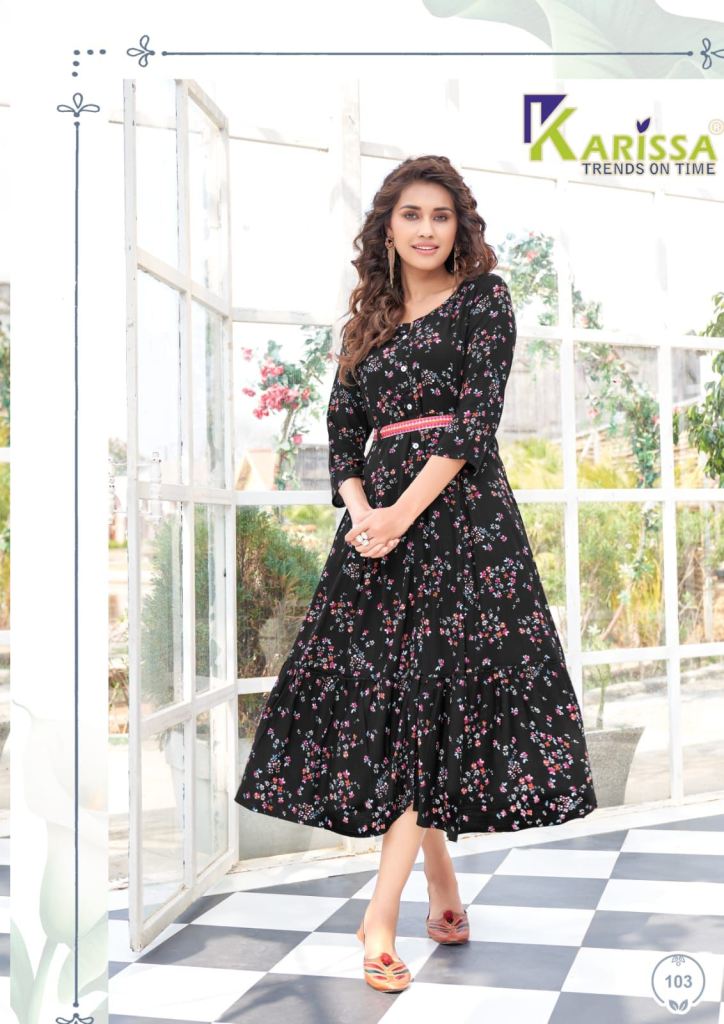 Karissa Kinlee  vol 1 Nx	Rayon Print  Anarkali Kurti Collection