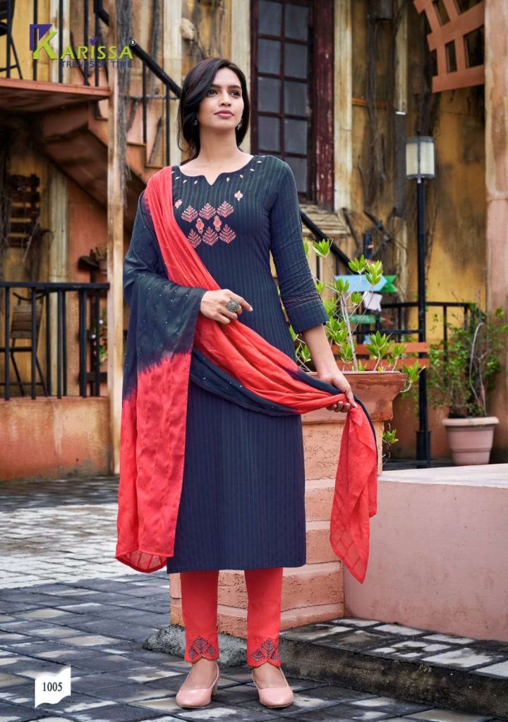 Karissa Opel Viscose Rayon With Work Kurtis With Bottom And Dupatta Catalog 