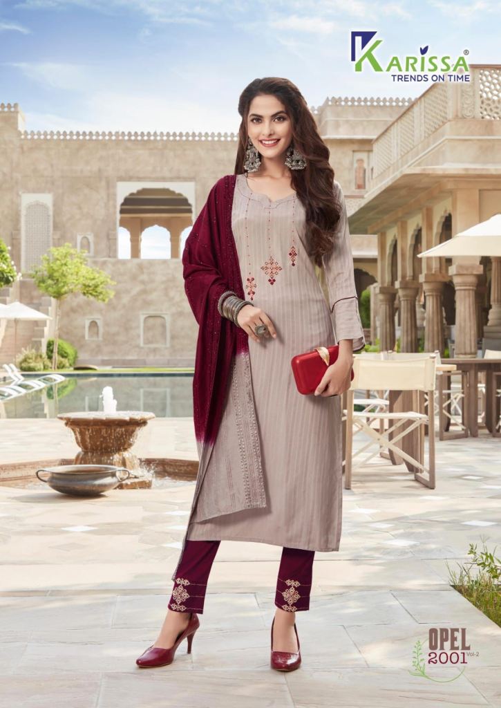 Karissa Opel Vol 2 Pure Viscose Rayon Designer Ready made collection 