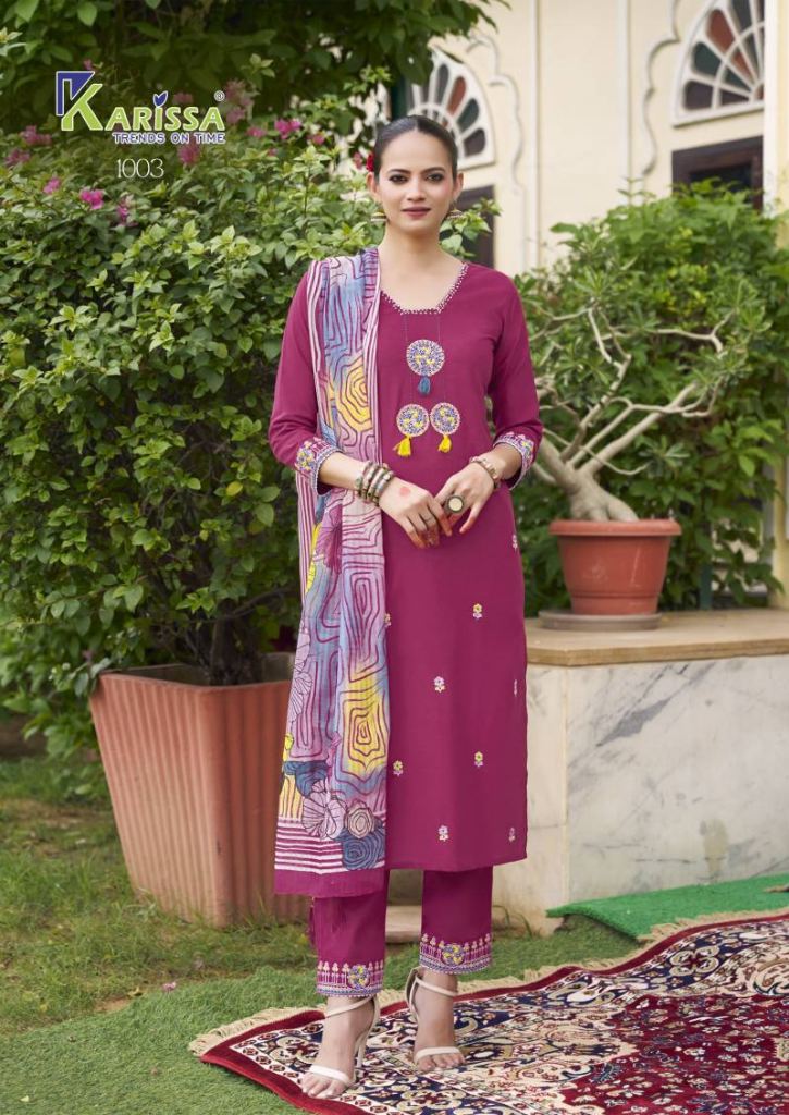Karissa Sania Thread Work Kurti Bottom With Dupatta