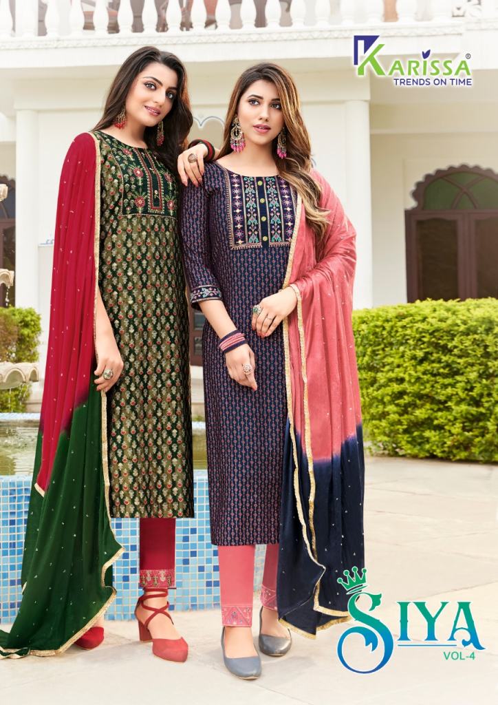 Karissa Siya Vol 4 Fancy Kurty With Bottom Dupatta Collection