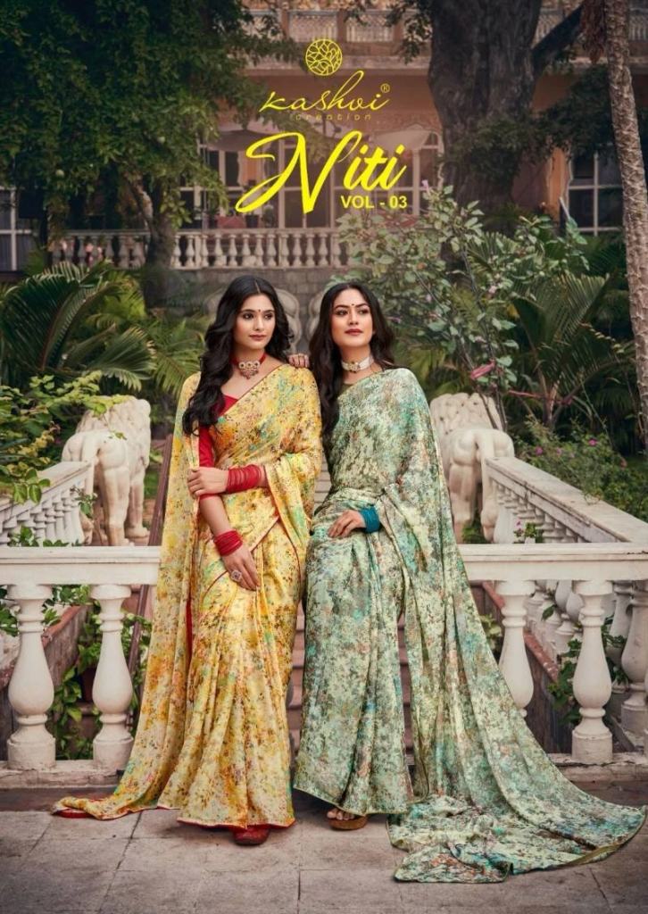 Kashvi Niti Vol 3 Chiffon Brasso Swarovski Work Sarees