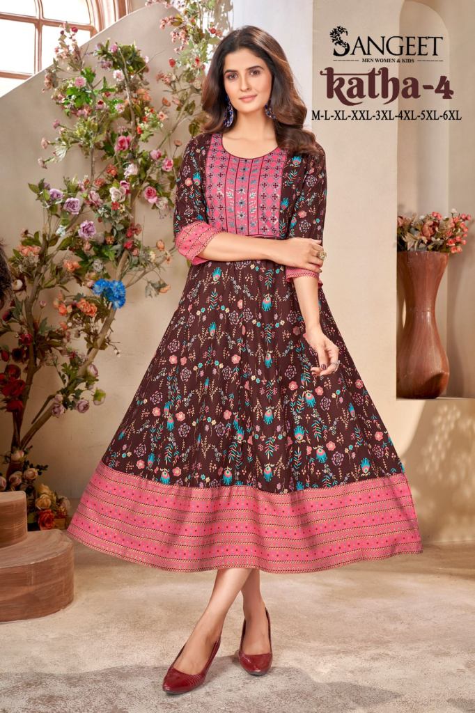 Katha 4 Rayon Embroidered Fancy Kurti