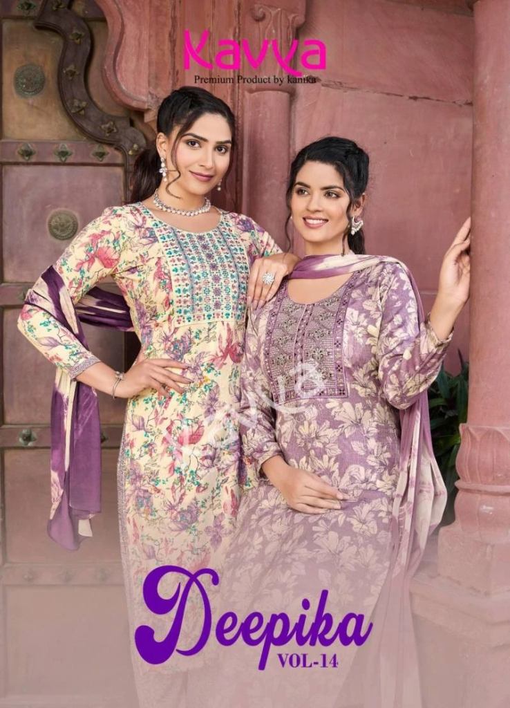 Kavya Deepika Vol 14 Straight Embrodery Neck Salwar Suit