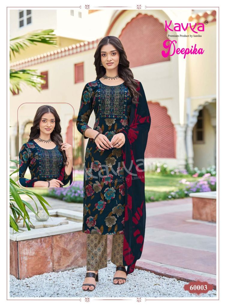 Kavya Deepika Vol 60 Embroidered Kurti With Bottom Dupatta