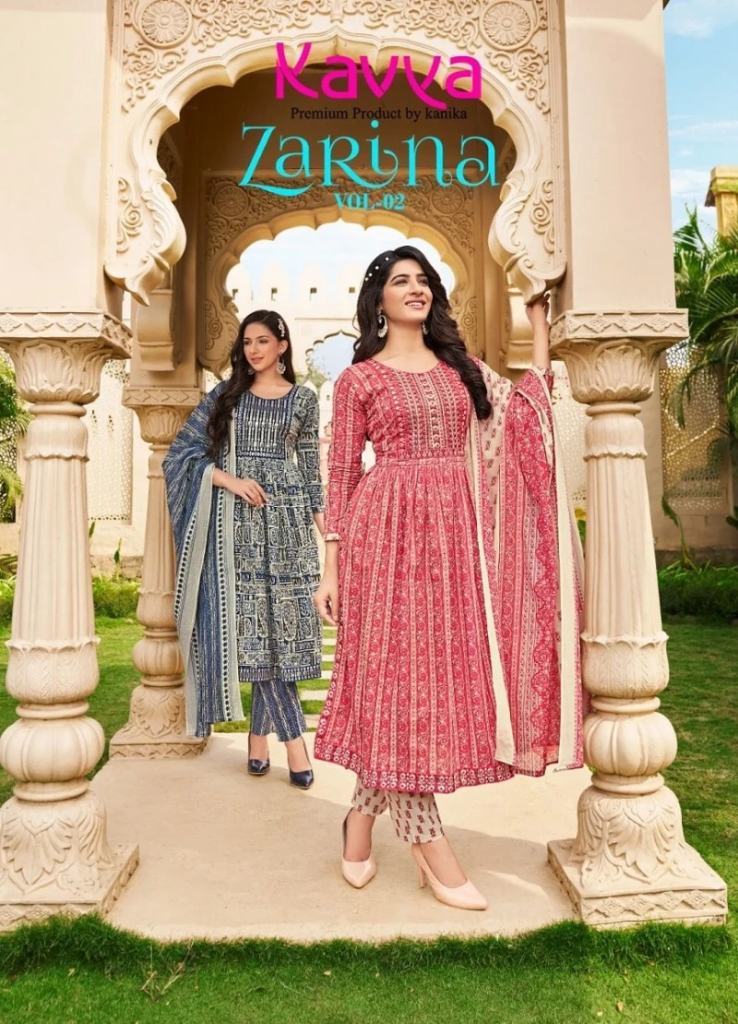 Kavya Zarina Vol 2 Naira Cut Kurti With Bottom Dupatta