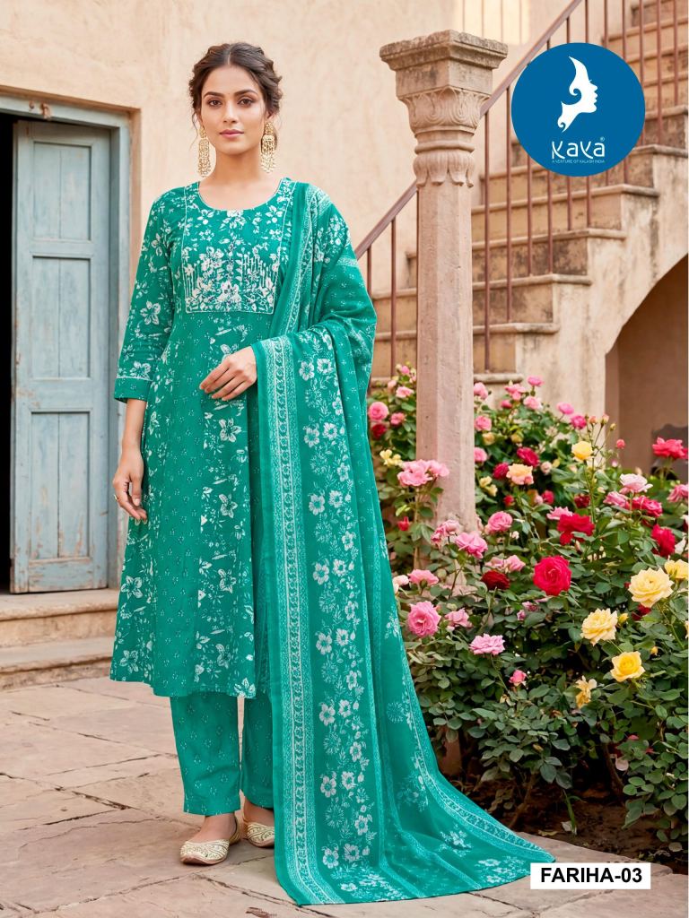 Kaya Fariha Printed Kurti With Bottom Dupatta