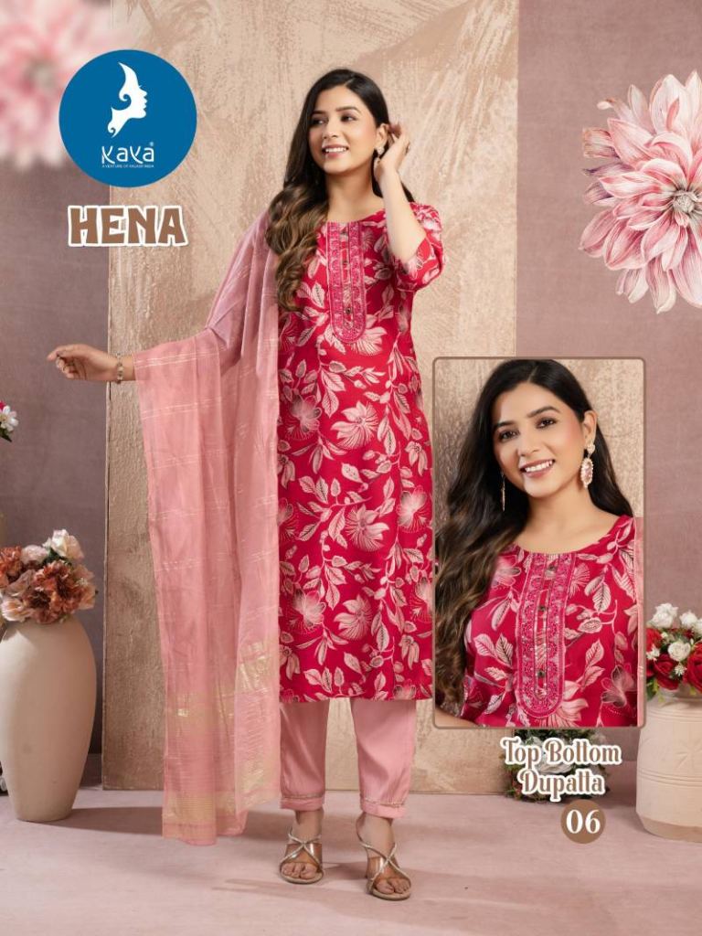 Kaya Hena Printed Kurti Bottom With Dupatta