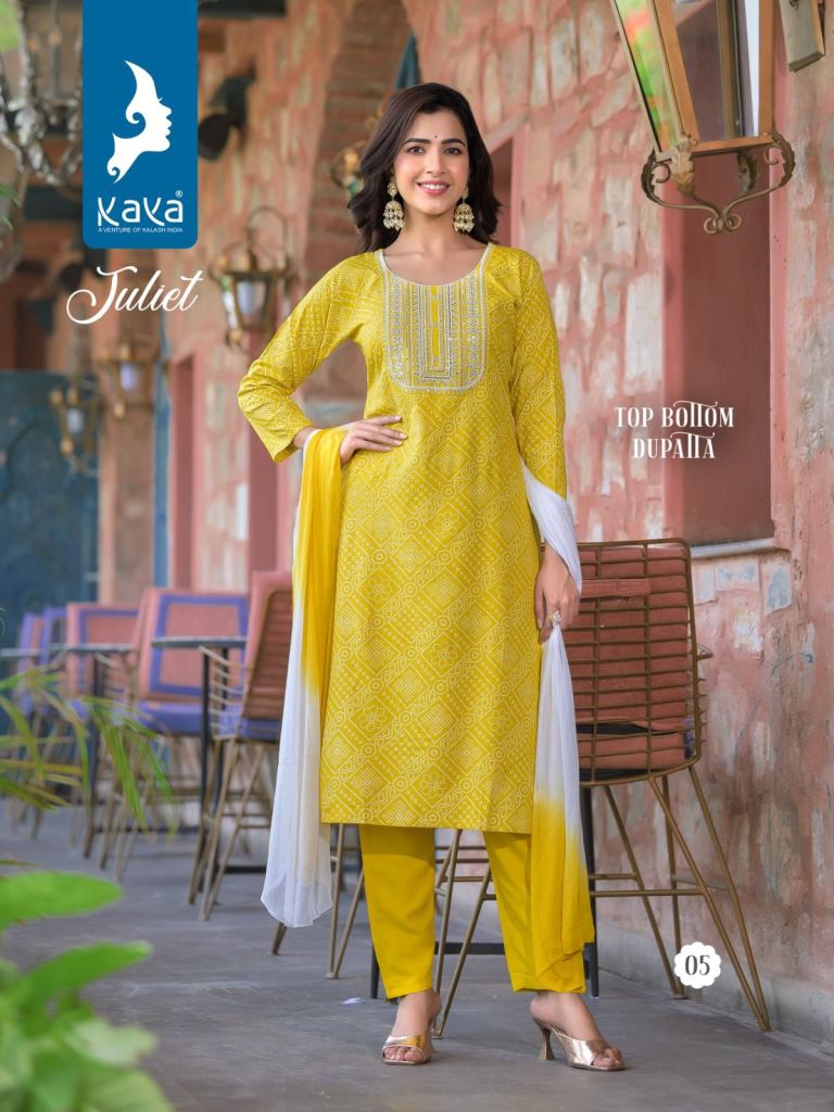 Kaya Juliet Rayon Festive Wear Kurti Pant With Dupatta Collection