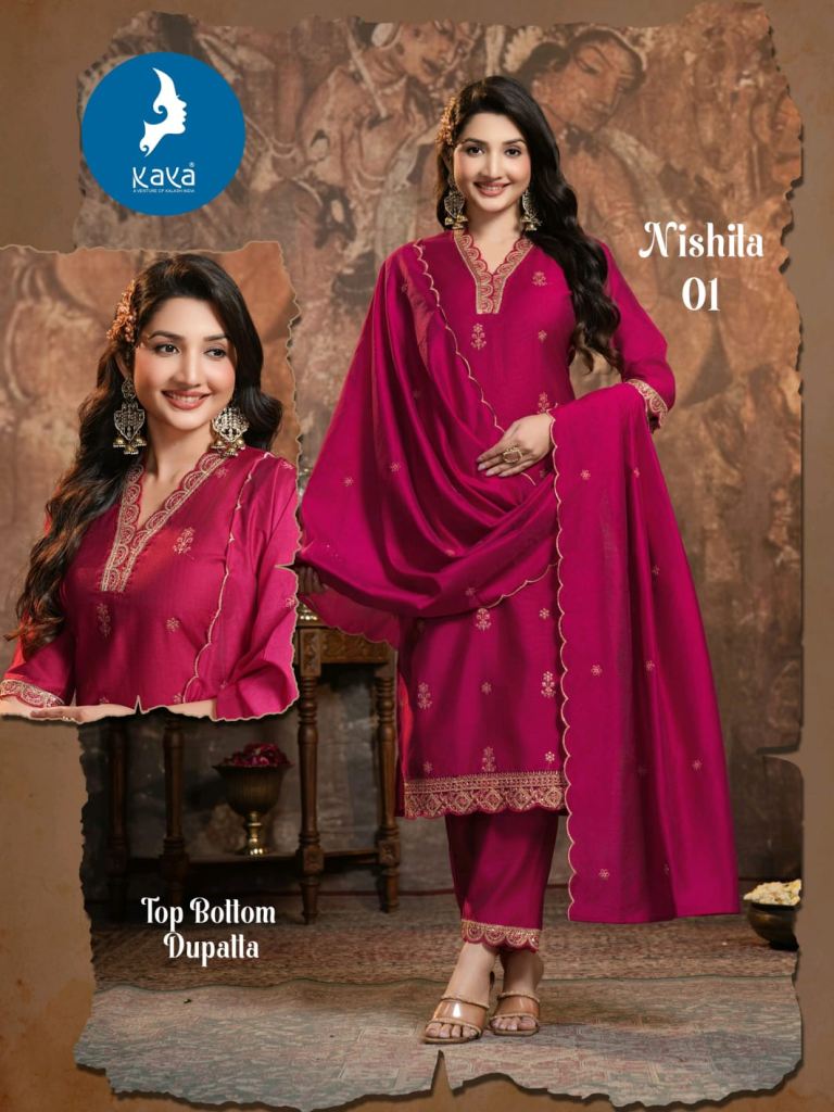 Kaya Nishita Festival Wear Kurti Pant And Dupatta
