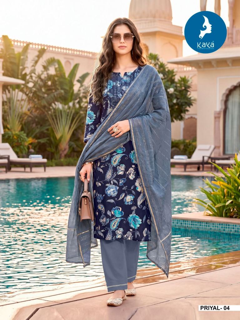 Kaya Priyal  Printed Kurti With Bottom Dupatta