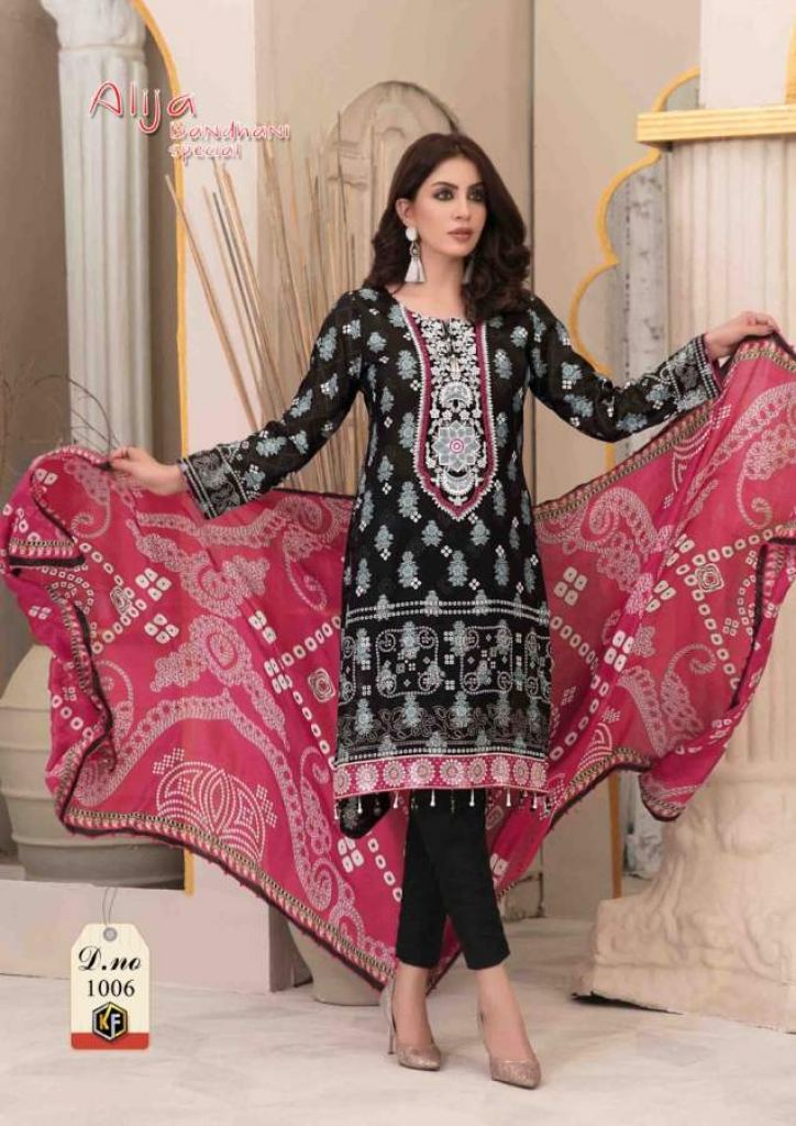  Keval Alija Bandhani Special Exclusive Karachi Cotton Dress Material  catalog 