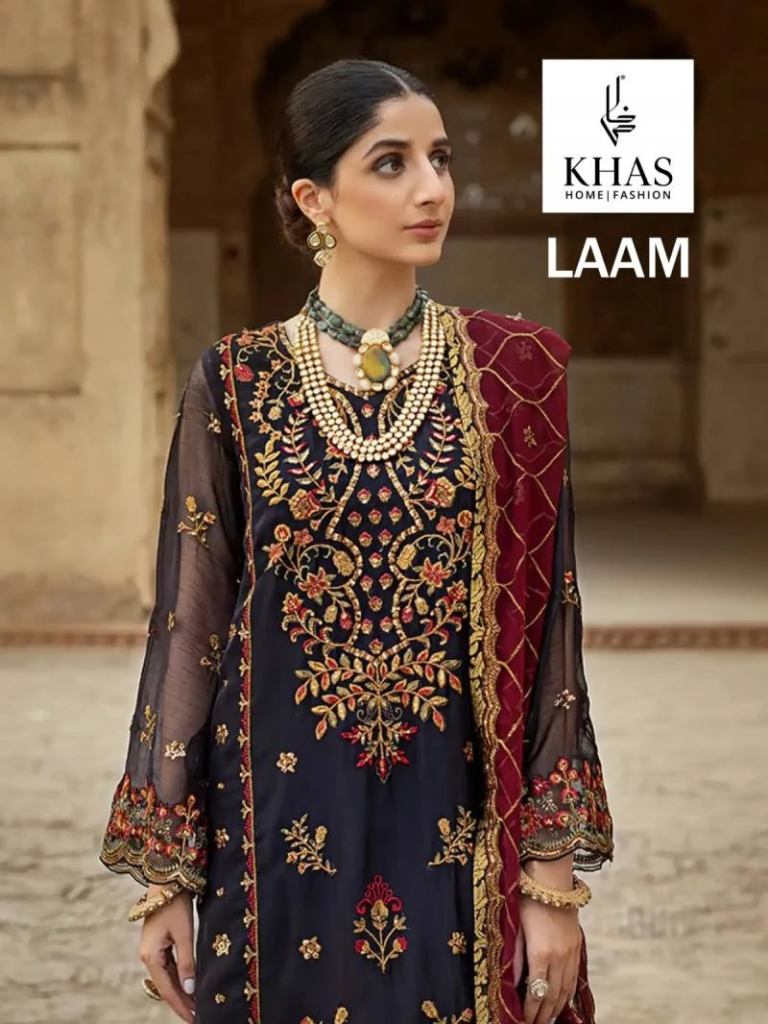 Khas Laam Faux Georgette Embroidery Pakistani Suits