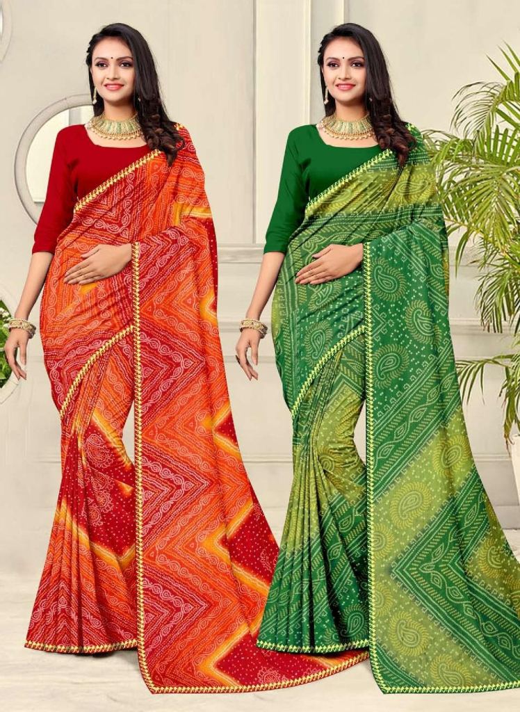  Khushi Bandhej Print wholesale saree collection 