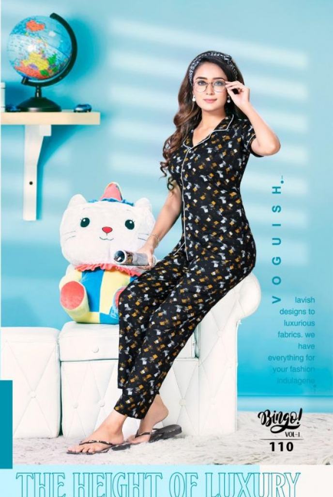 Kinti Bingo vol 1 Designer Rayon Printed Night Dress  catalog 