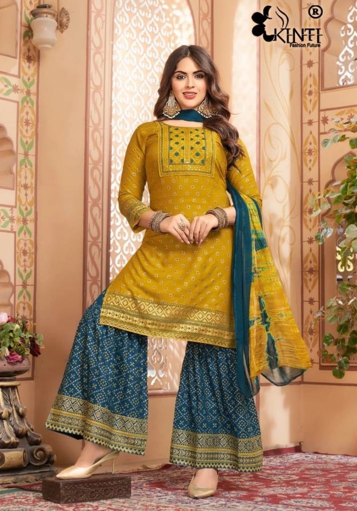 Kinti Shaheen Vol 5 Rayon Printed Neck Embroidery Salwar Suit 