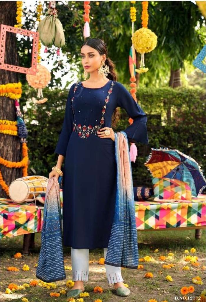 Kivi Vastra Fiona Silk With Khatli Work Top With Bottom And Dupatta Catalog 