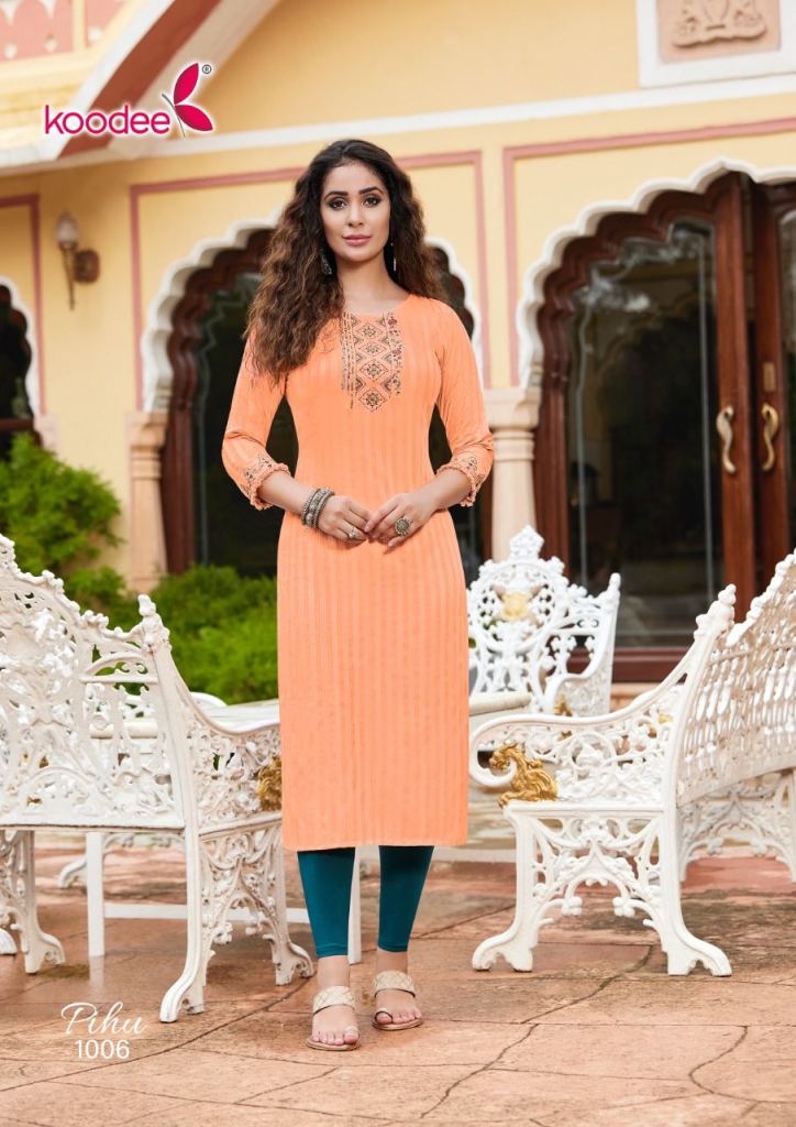 Koodee Pihu Vol 1 Designer Straight Cut  Daily Wear  Kurtis Collection