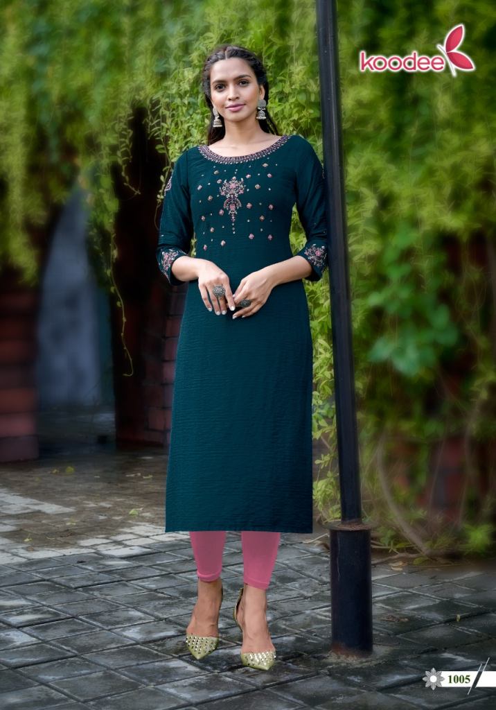 Koodee Veer Vol 2 Viscose Silk Embroidery Khatli Worked Kurti  catalog 