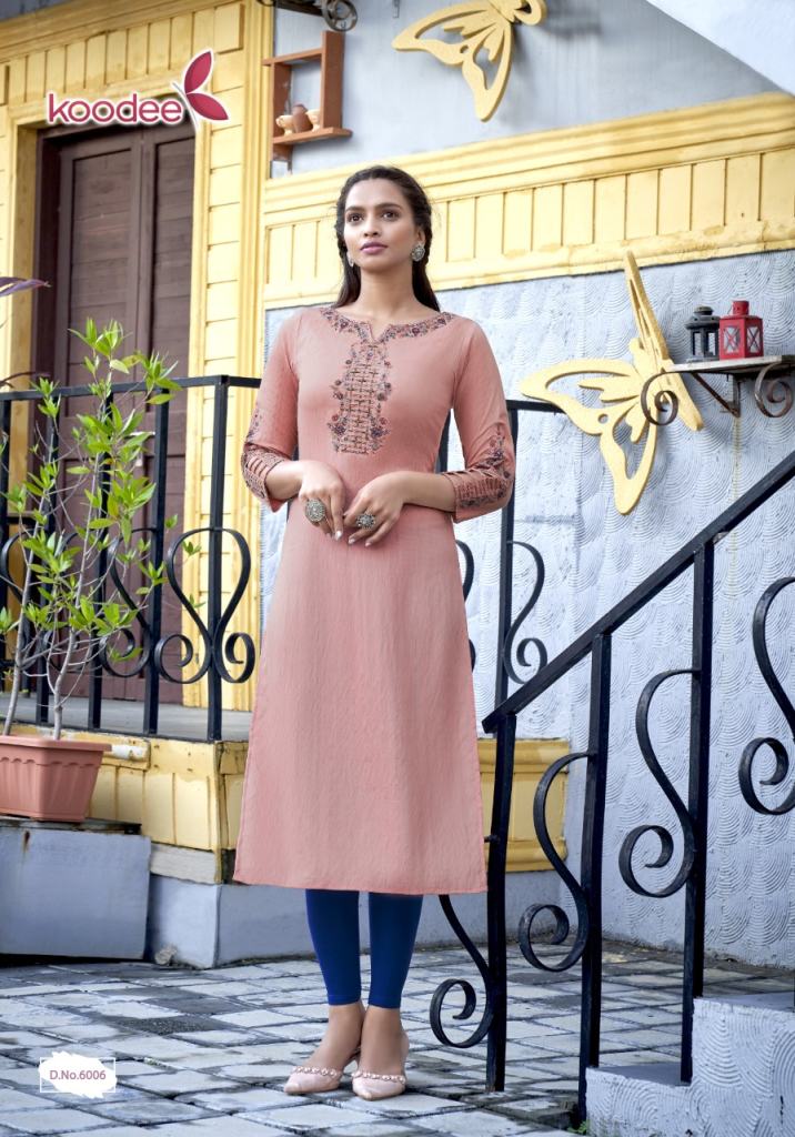 Koodee Veer Vol 3 Viscose Silk Embroidery Khatli Worked Kurti Catalog 