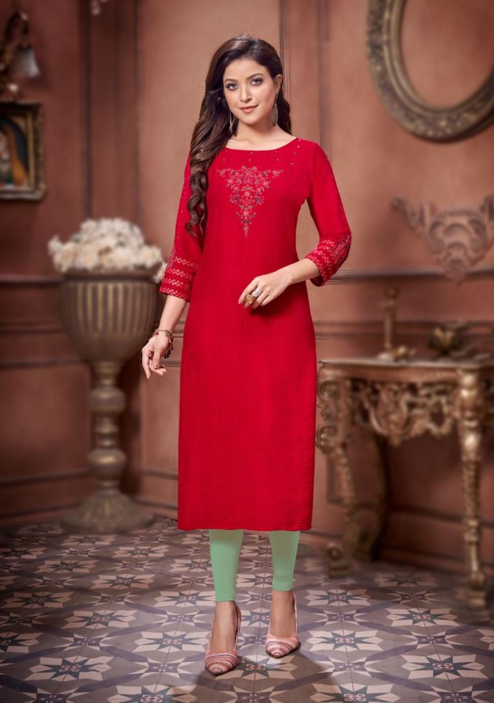 Koodee Veer Vol 4 Fancy Silk Embroidery Kurtis Catalog