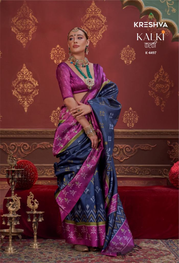 Kreshva Kalki Design With Hand Marmo Finish Saree