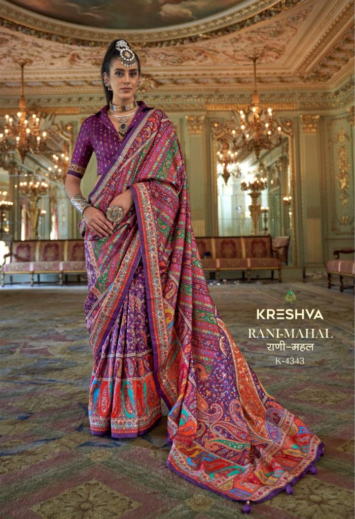 Kreshva Rani Mahal Printed Glory Finish Saree