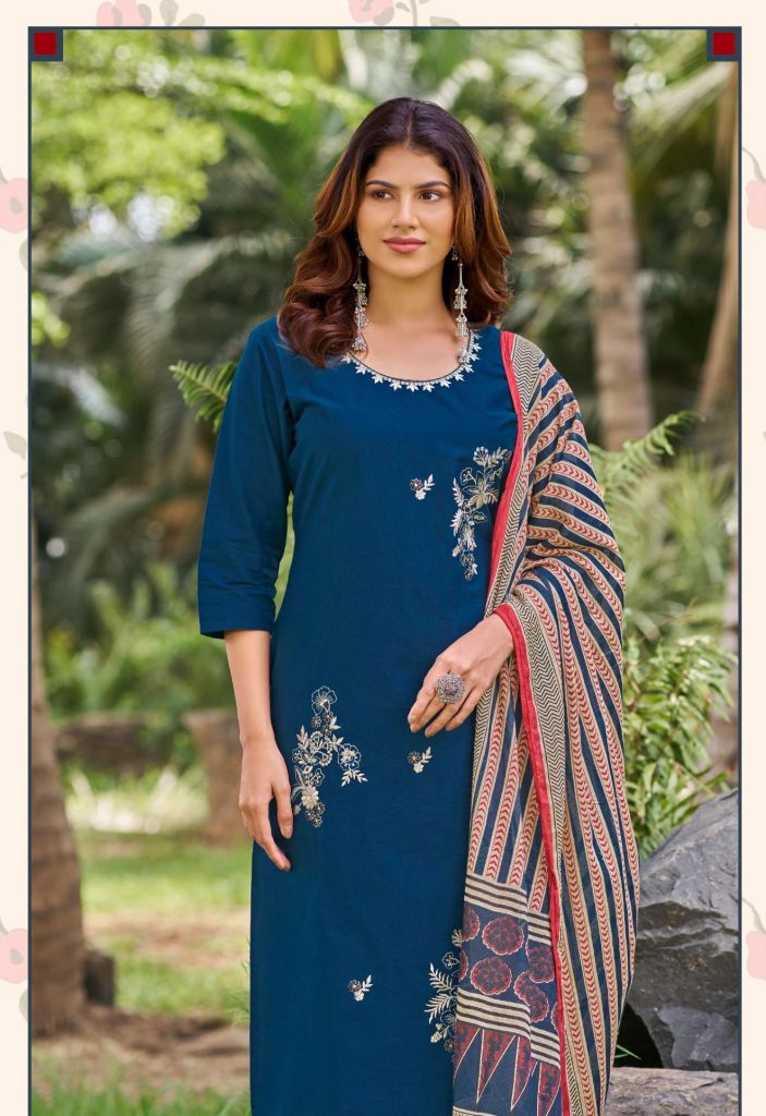 Ladies Flavour 3420 To 3423 Embroidered Kurti With Bottom Dupatta