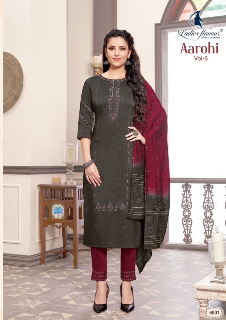 Ladies Flavour Aarohi vol  6 Designer Embroidery Festive Wear Readymade Kurti bottom with Dupatta  catalog 