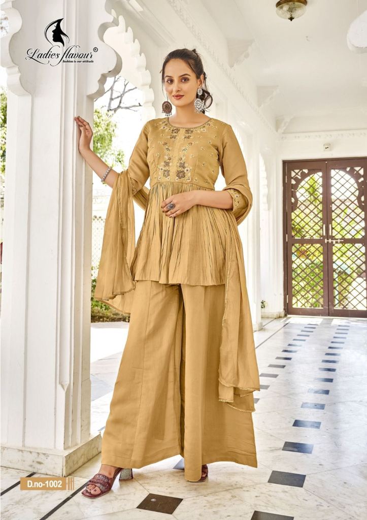 Buy Blue Kurta Silk Sharara Satin Embroidery Round And Set For Women by  Salian By Anushree Online at Aza Fashions.