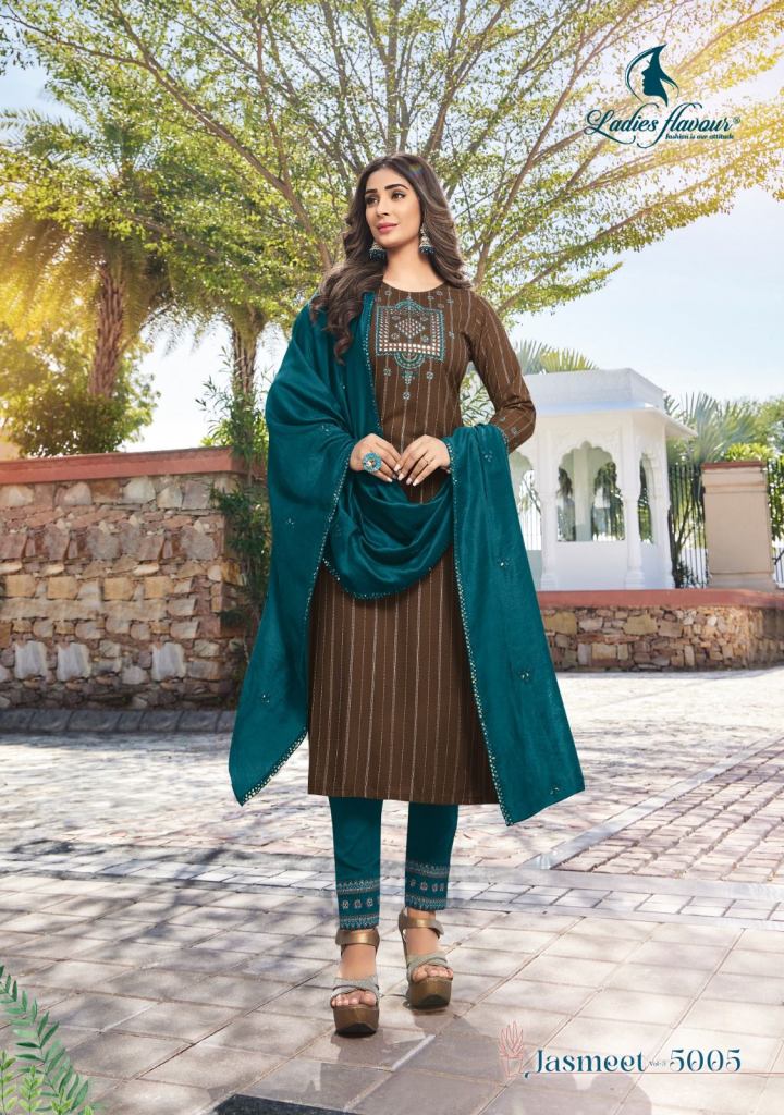 Ladies Flavour Jasmeet Vol 5 Exclusive Kurtis With Bottom Dupatta Collection