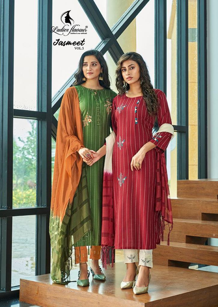 Ladies Flavour Jasmeet vol  3 Embroidery Ready Made Catalog 