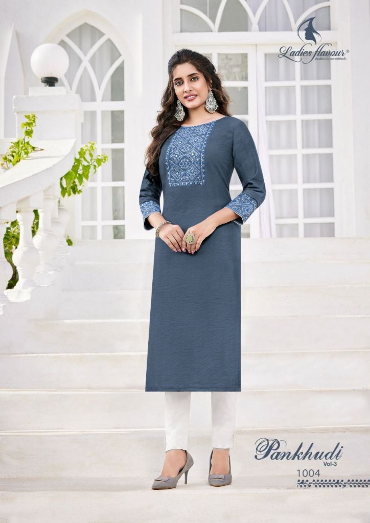 Ladies Flavour Pankhudi  vol 3 Embroidery Kurtis Collection