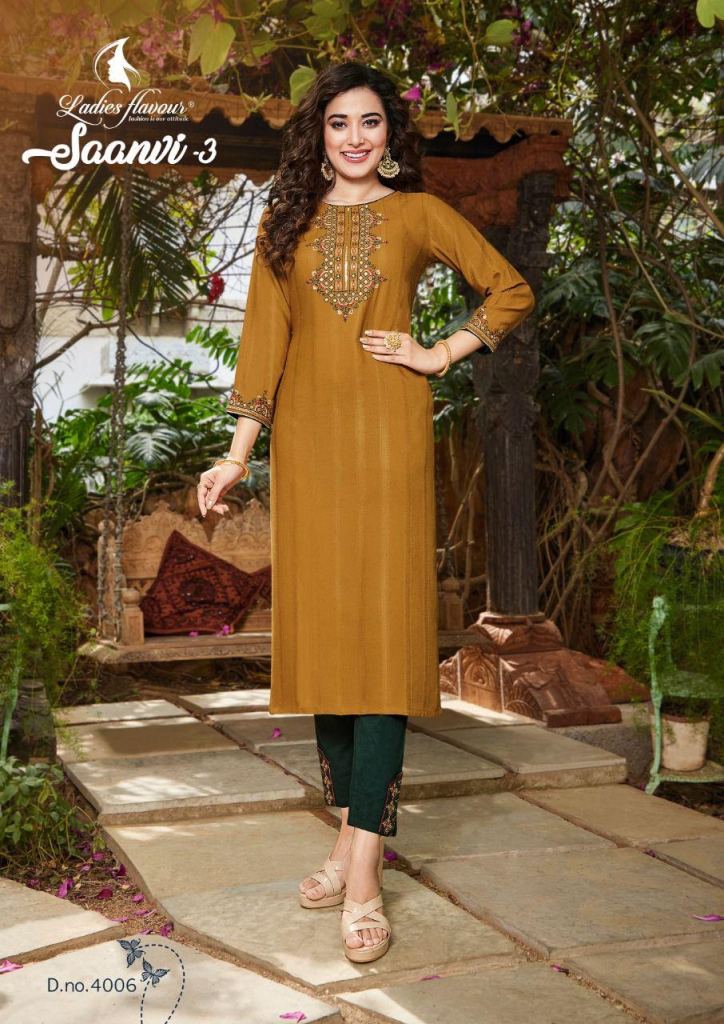 Ladies Flavour Saanvi Vol 3 Catalog Casual Wear Kurti with Pent