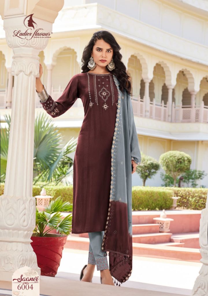 Ladies Flavour Saanvi Vol 6 Exclusive Kurtis With Bottom Dupatta Collection