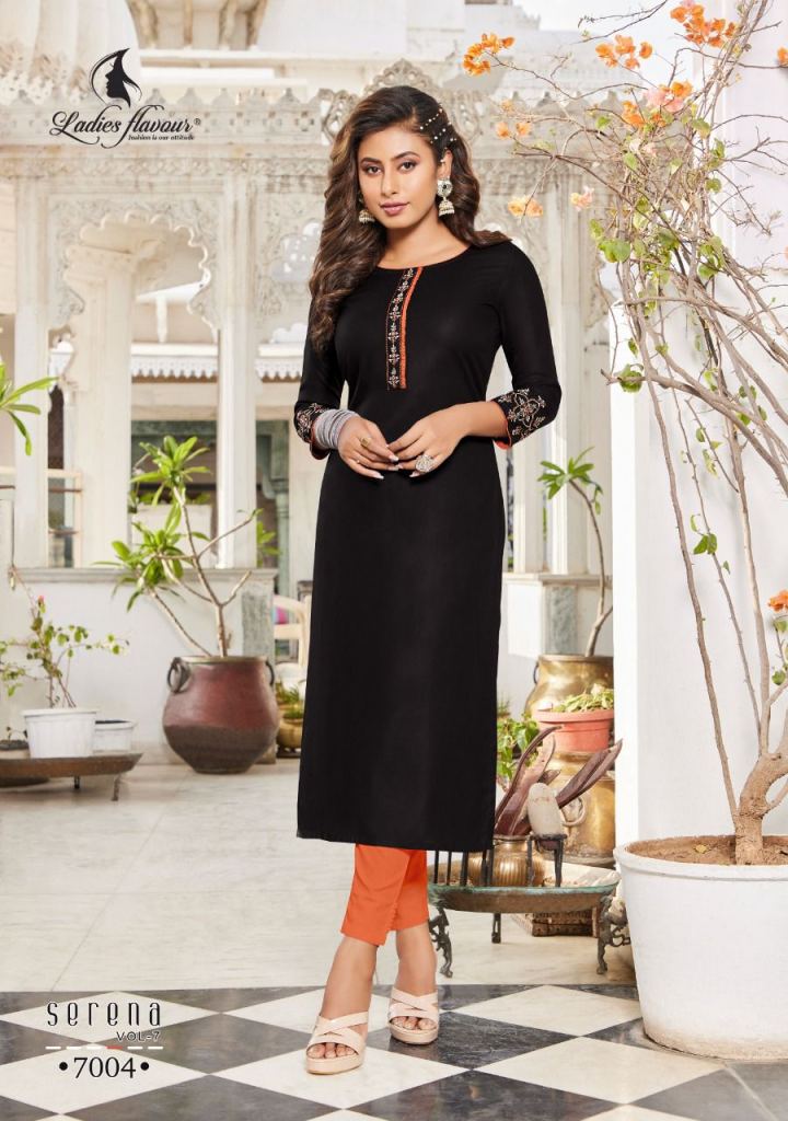 Ladies Flavour Seren vol 7 14 Kg Rayon Embroidery Kurti 