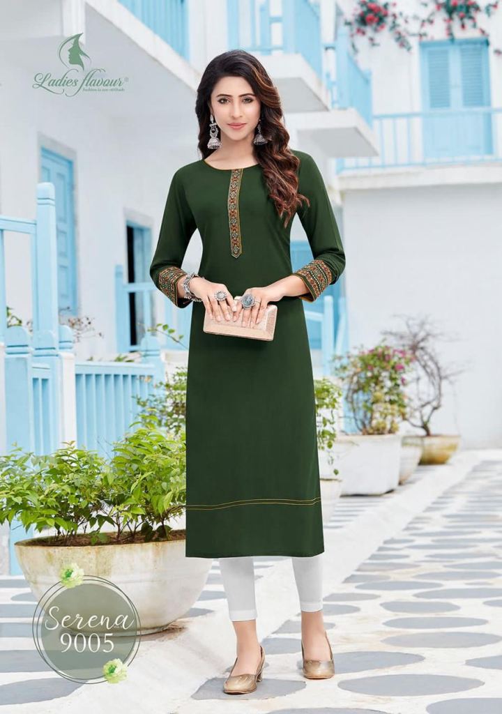 Ladies Flavour Serena Vol 9 Casual Wear Rayon Long Kurti Collection