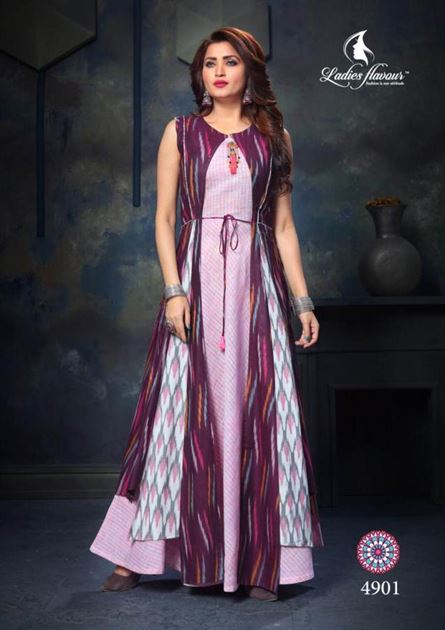 Ladies flavour ram leela cotton kurtis with shrug collection