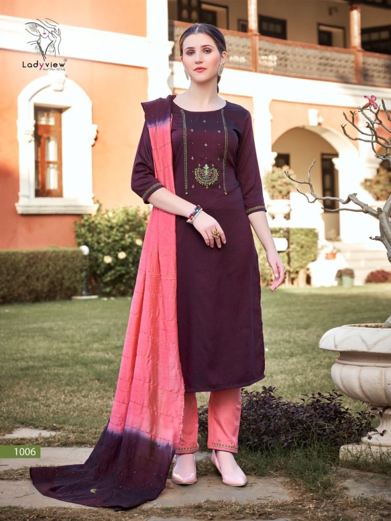Ladyview Geet Designer Silk Ethnic Wear Readymade Top Bottom  with Duptta catalog 