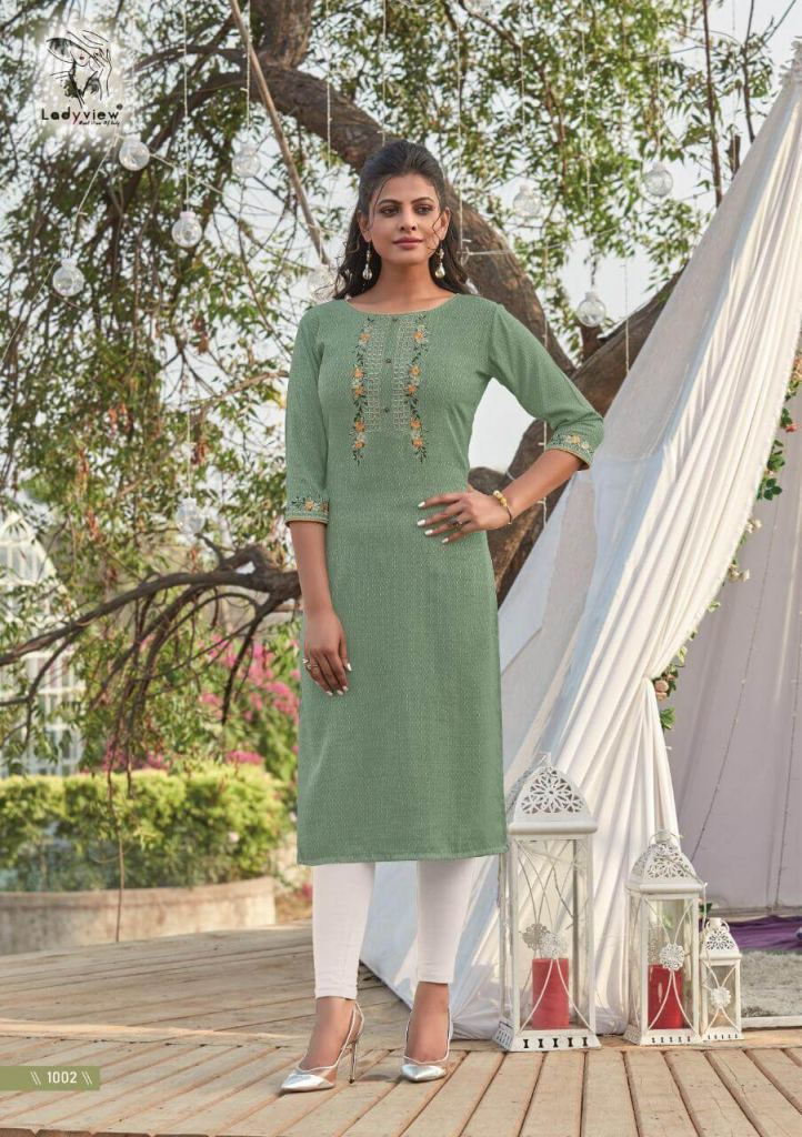 Ladyview Madhulika Rayon Stylist Emroidery Kurti catalog 