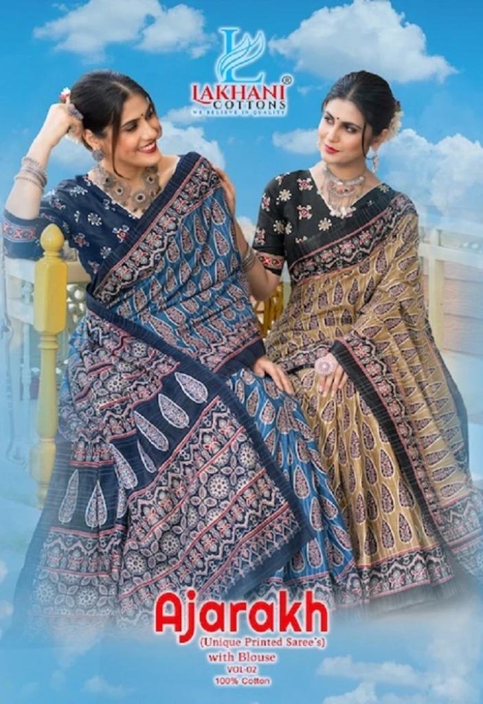 Lakhani Ajarakh Vol 2 Printed Cotton Designer Saree