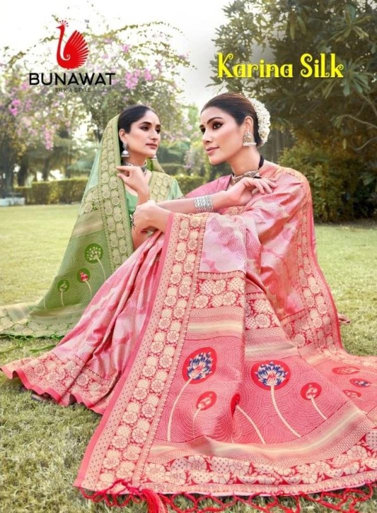 Latest Gorgeous Bunawat Karina Silk Wedding Saree Set