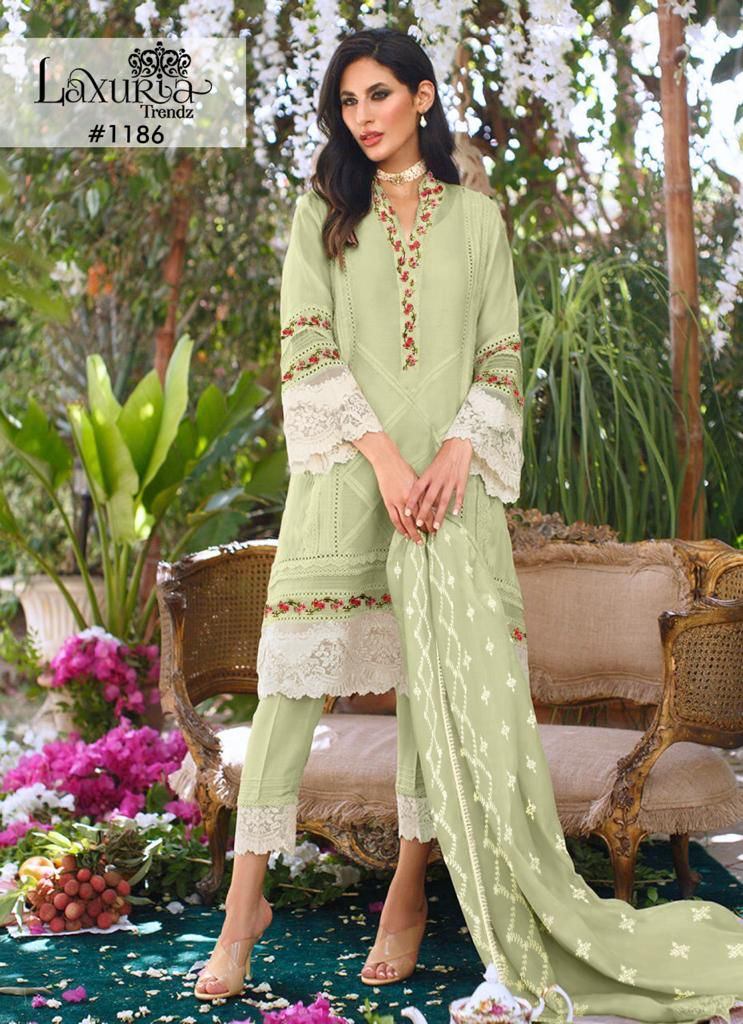 Laxuria Trendz 1186 Georgette Embroidery  Top Bottom And Dupatta