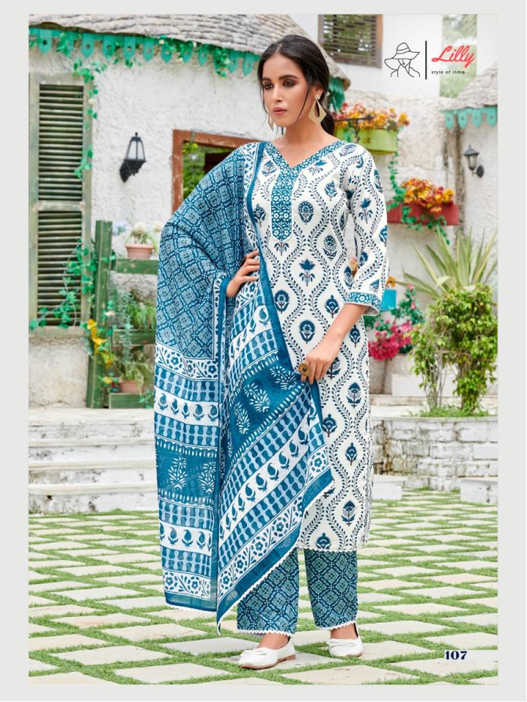 Lilly  Basant  Cotton Slub Readymade  top  bottom with duptta catalog 