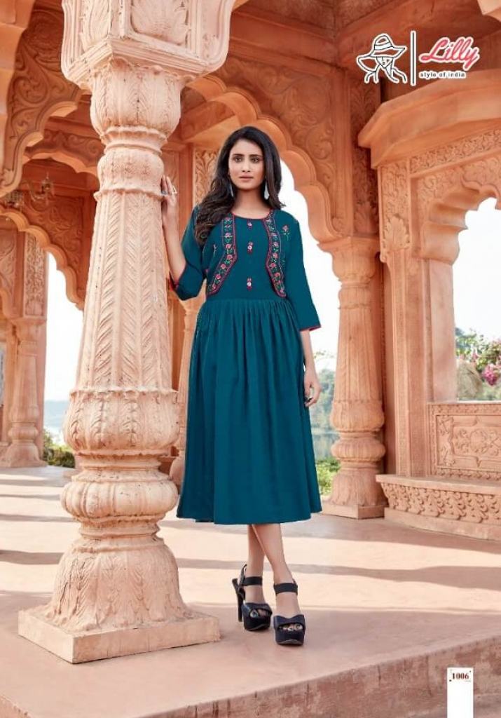 Lilly presents Ghoomer Cotton Embroidery Fancy Kurti Collection
