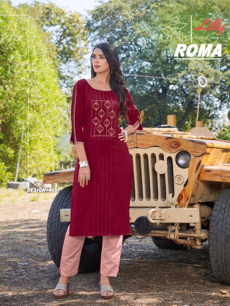 Lilly Roma Fancy Cotton Embroidery Kurti catalog 