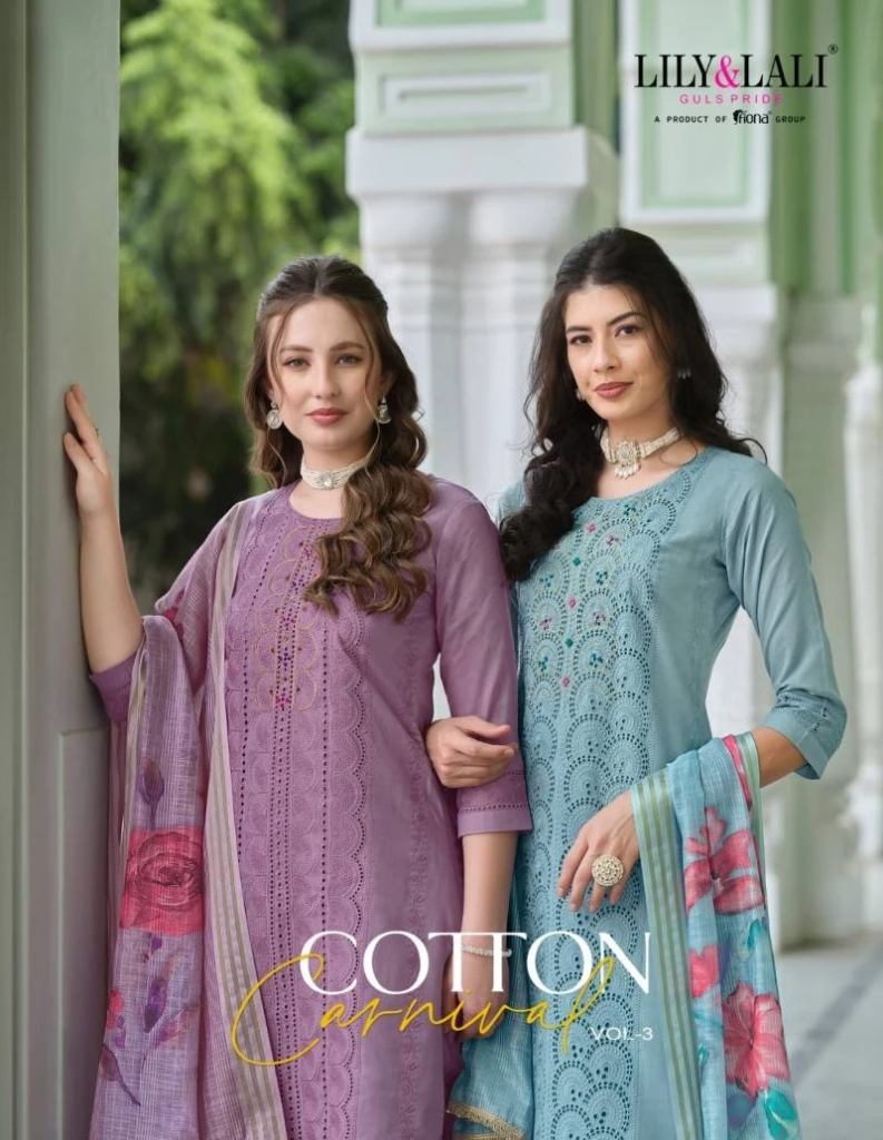 Lily And Lali Carnival Vol 3 Cambric Cotton Schiffli Salwar Suit 